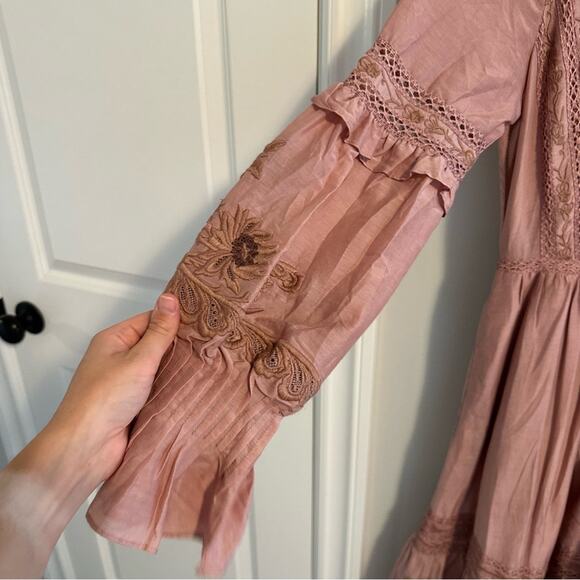 NWT SEA New York Mauve Pink Floral Embroidered Button Front Maxi Dress XS - Picture 12 of 15